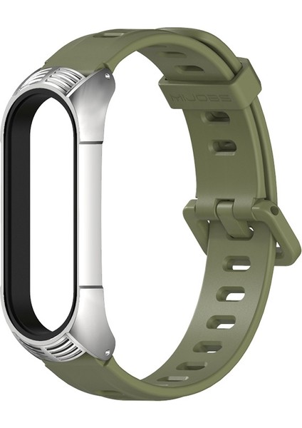 Xiaomi Mı Band Için 6/5/4/3 Silikon Kayış Stil Tf Case Ordu Yeşil Gümüz (Yurt Dışından)