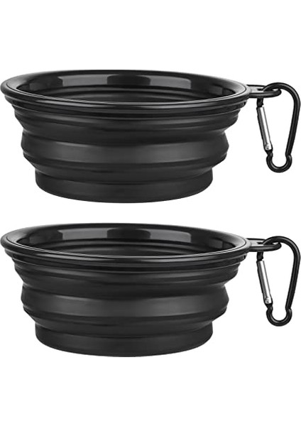 2 Paket Kedi Ve Köpek Katlanabilir Köpek Kase Tnabilir Evcil Hayvan Mama Kabı Yürüyüş Park Seyahat Kayışı 2 Karabina (Yurt Dışından)