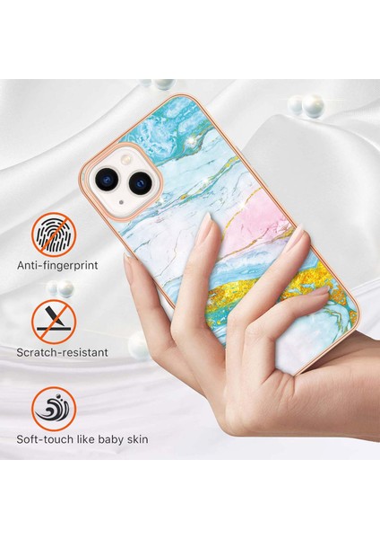 Apple iPhone 14 Plus Için Mermer Desenli Tpu Tampon Telefon Kılıfı - Altın (Yurt Dışından)