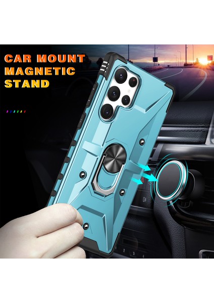 Galaxy S22 Ultra 5g Için Halka Tutucu Standlı Çift Katmanlı Telefon Kılıfı - Mavi (Yurt Dışından) modelleri