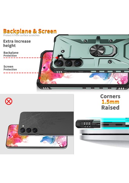 Galaxy S23 Için Halka Tutucu Standlı Çift Katmanlı Telefon Kılıfı - Yeşil (Yurt Dışından) fiyatları