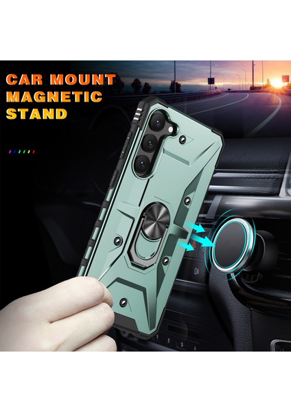 Galaxy S23 Için Halka Tutucu Standlı Çift Katmanlı Telefon Kılıfı - Yeşil (Yurt Dışından) modelleri
