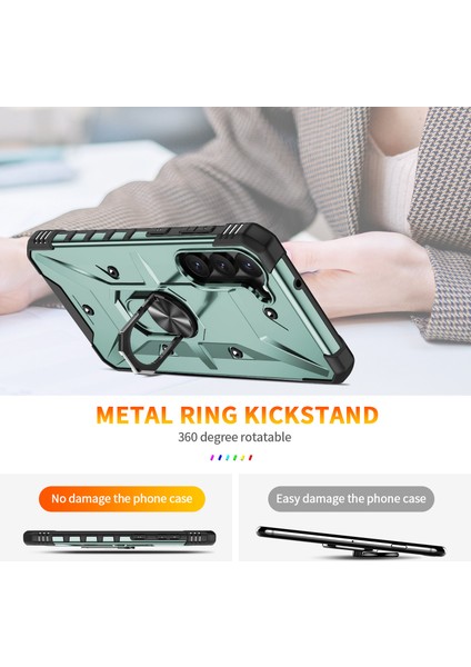 Galaxy S23 Için Halka Tutucu Standlı Çift Katmanlı Telefon Kılıfı - Yeşil (Yurt Dışından) fırsatları
