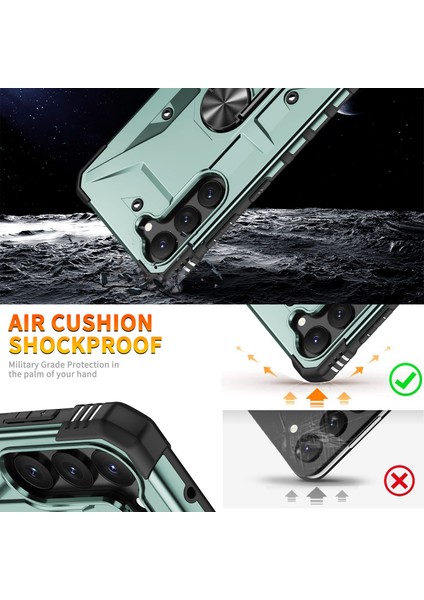 Galaxy S23 Için Halka Tutucu Standlı Çift Katmanlı Telefon Kılıfı - Yeşil (Yurt Dışından) indirimleri