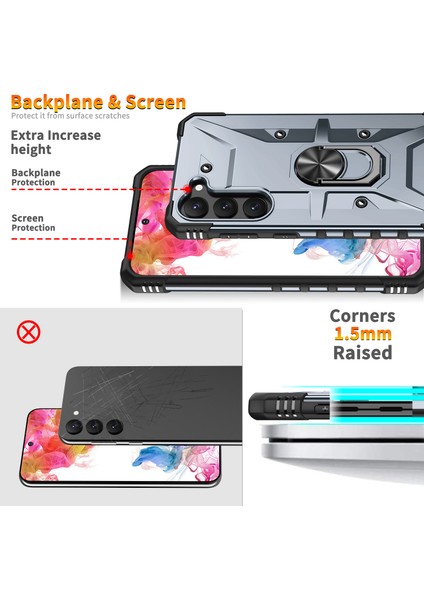 Galaxy S23 Için Halka Tutucu Standlı Çift Katmanlı Telefon Kılıfı - Gri (Yurt Dışından) fiyatları