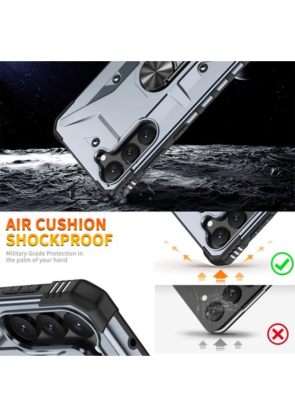 Galaxy S23 Için Halka Tutucu Standlı Çift Katmanlı Telefon Kılıfı - Gri (Yurt Dışından) indirimleri