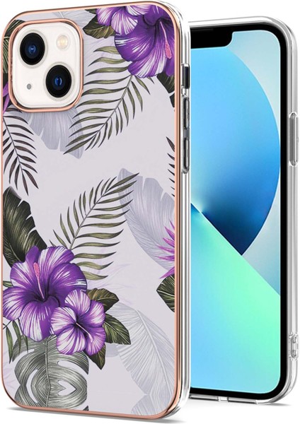 Apple iPhone 14 Plus Için Ince Desenli Tpu Tampon Telefon Kılıfı - Mor (Yurt Dışından)