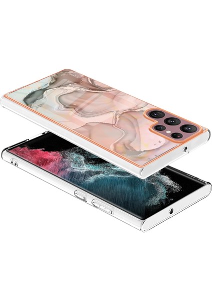 Galaxy S23 Ultra Için Desen Sert Arka Şeffaf Tpu Tampon Telefon Kılıfı - Rose Gold (Yurt Dışından) modelleri