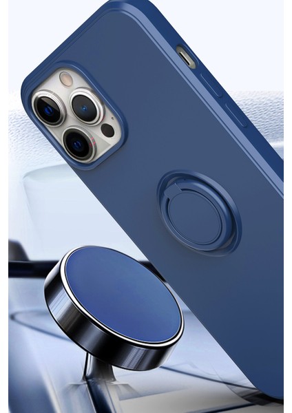 Apple iPhone 14 Için Ince Silikon Yüzük Stand Telefon Kılıfı - Mavi (Yurt Dışından) fırsatları