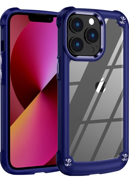 Apple iPhone 14 Pro Max Için Şeffaf Sert Pc Tpu Tampon Telefon Kılıfı - Mavi (Yurt Dışından)