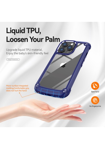 Apple iPhone 14 Pro Max Için Şeffaf Sert Pc Tpu Tampon Telefon Kılıfı - Mavi (Yurt Dışından)