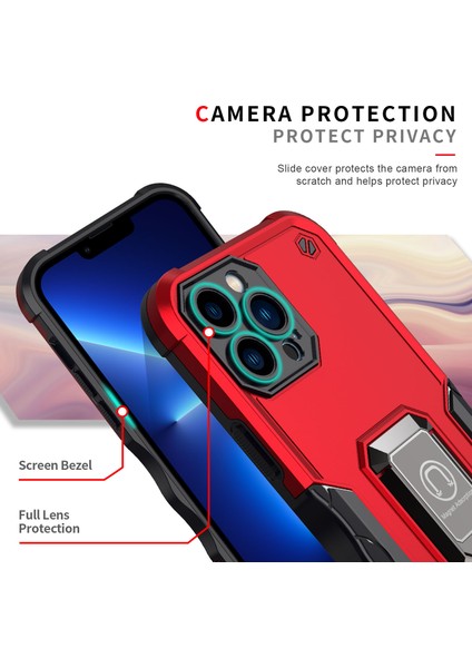 Apple iPhone 14 Pro Max Için Halka Tutucu Stand Çift Katmanlı Telefon Kılıf - Siyah (Yurt Dışından) modelleri