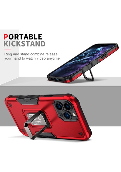 Apple iPhone 14 Pro Max Için Halka Tutucu Stand Çift Katmanlı Telefon Kılıf - Siyah (Yurt Dışından) fırsatları
