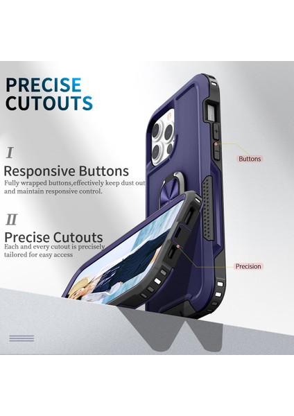 Apple iPhone 14 Pro Max Için Yüzük Stand Silikon Sert Pc Tampon Telefon Kılıfı - Lacivert (Yurt Dışından) fırsatları