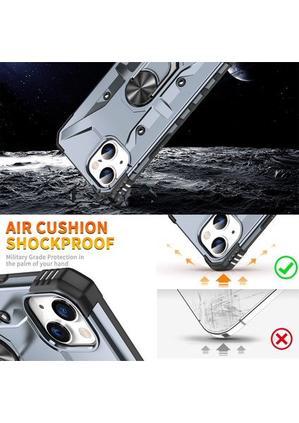 Apple iPhone 14 Plus Için Halka Tutucu Standlı Çift Katmanlı Telefon Kılıfı - Kırmızı (Yurt Dışından) modelleri