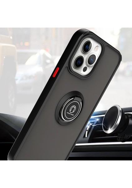 Apple iPhone 14 Pro Max Için Yüzük Stand Mat Sert Silikon Telefon Kılıfı - Kırmızı (Yurt Dışından) modelleri