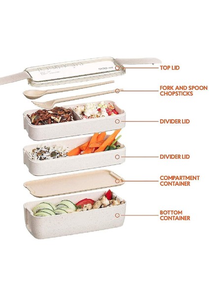 3 Bölmeli Sızdırmaz Yetişkin Bento Kutusu (Yurt Dışından)