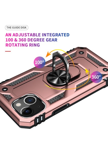 Apple iPhone 14 Için Halka Tutuculu Çift Katmanlı Telefon Kılıfı - Rose Gold (Yurt Dışından) fırsatları
