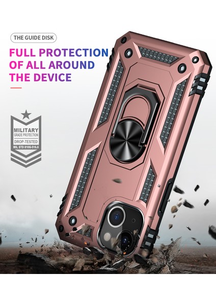 Apple iPhone 14 Için Halka Tutuculu Çift Katmanlı Telefon Kılıfı - Rose Gold (Yurt Dışından) indirimleri