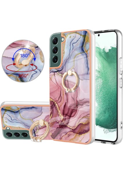 Galaxy S23+ Için Halka Tutucu ile Desen Sert Arka Tpu Tampon Telefon Kılıfı - Gri / Kırmızı (Yurt Dışından)