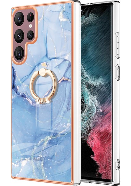 Galaxy S23 Ultra Için Halka Tutucu ile Desen Sert Arka Tpu Tampon Telefon Kılıfı - Mavi (Yurt Dışından) fiyatları