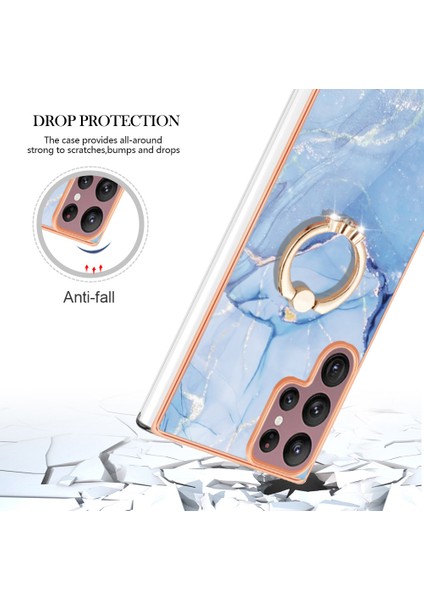 Galaxy S23 Ultra Için Halka Tutucu ile Desen Sert Arka Tpu Tampon Telefon Kılıfı - Mavi (Yurt Dışından) indirimleri