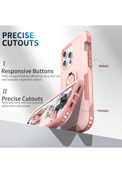 Apple iPhone 14 Pro Max Için Yüzük Stand Silikon Sert Pc Tampon Telefon Kılıfı - Rose Gold (Yurt Dışından) fırsatları