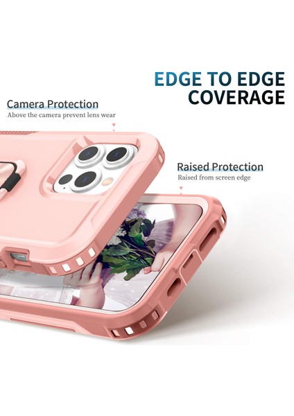 Apple iPhone 14 Pro Max Için Yüzük Stand Silikon Sert Pc Tampon Telefon Kılıfı - Rose Gold (Yurt Dışından) indirimleri