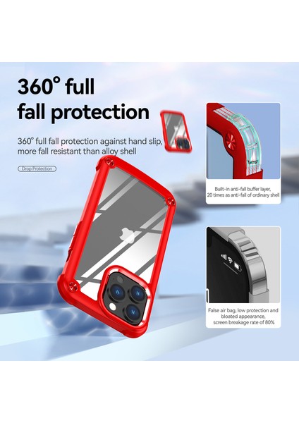 Apple iPhone 14 Pro Için Şeffaf Sert Pc Tpu Tampon Telefon Kılıfı - Kırmızı (Yurt Dışından) modelleri