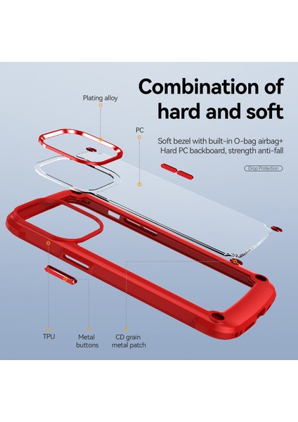 Apple iPhone 14 Pro Için Şeffaf Sert Pc Tpu Tampon Telefon Kılıfı - Kırmızı (Yurt Dışından) indirimleri