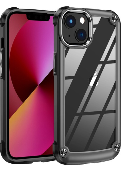 Apple iPhone 14 Plus Için Şeffaf Sert Pc Tpu Tampon Telefon Kılıfı - Siyah (Yurt Dışından)