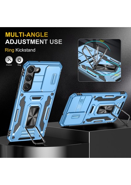 Galaxy S23 Için Halka Tutucu Kayar Lens Koruyucu Çift Telefon Kılıfı - Mavi (Yurt Dışından) fiyatları