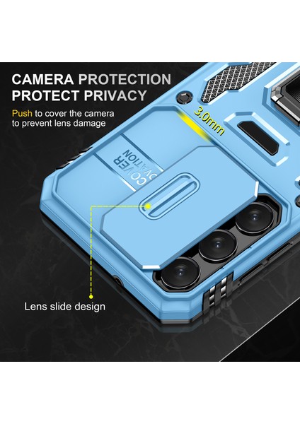Galaxy S23 Için Halka Tutucu Kayar Lens Koruyucu Çift Telefon Kılıfı - Mavi (Yurt Dışından) indirimleri