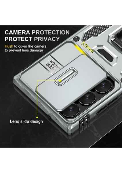 Galaxy S23 Ultra Için Halka Tutucu Kayar Lens Koruyucu Çift Telefon Kılıfı - Gri (Yurt Dışından) indirimleri
