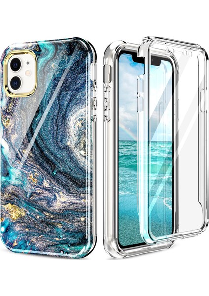 Apple iPhone 14 Plus Için Desen Tpu Tampon Telefon Kılıfı - Turkuaz (Yurt Dışından)