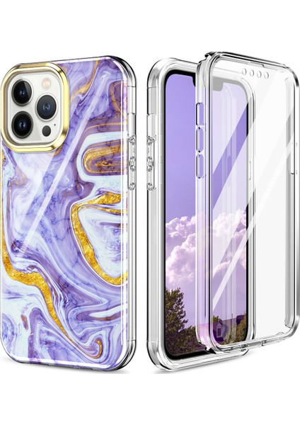 Apple iPhone 14 Plus Için Desen Tpu Tampon Telefon Kılıfı - Mor (Yurt Dışından)