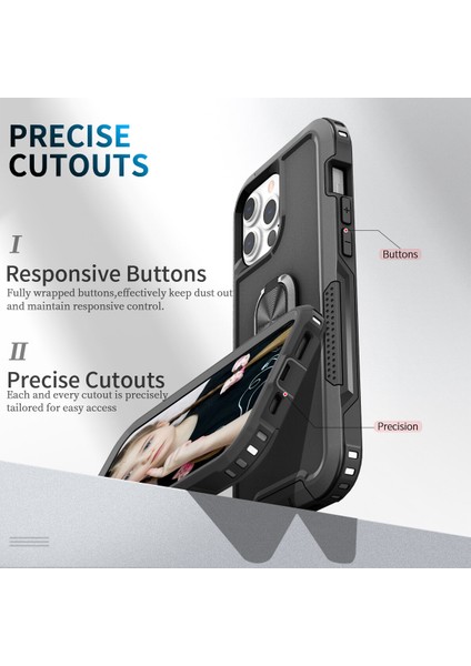 Apple iPhone 14 Pro Için Yüzük Stand Silikon Sert Pc Tampon Telefon Kılıfı - Siyah (Yurt Dışından) fırsatları