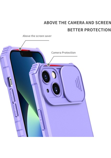 Apple iPhone 14 Plus Kayar Kamera Kapaklı Standı Telefon Kılıfı - Mor (Yurt Dışından) indirimleri