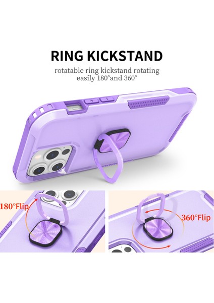 Apple iPhone 14 Pro Için Yüzük Stand Silikon Sert Pc Tampon Telefon Kılıfı - Mor (Yurt Dışından) fiyatları