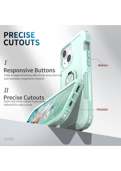 Apple iPhone 14 Plus Için Yüzük Stand Silikon Sert Pc Tampon Telefon Kılıfı - Yeşil (Yurt Dışından) fırsatları