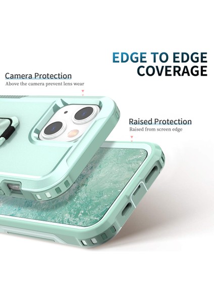 Apple iPhone 14 Plus Için Yüzük Stand Silikon Sert Pc Tampon Telefon Kılıfı - Yeşil (Yurt Dışından) indirimleri