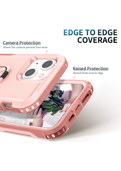 Apple iPhone 14 Plus Için Yüzük Stand Silikon Sert Pc Tampon Telefon Kılıfı - Rose Gold (Yurt Dışından) indirimleri