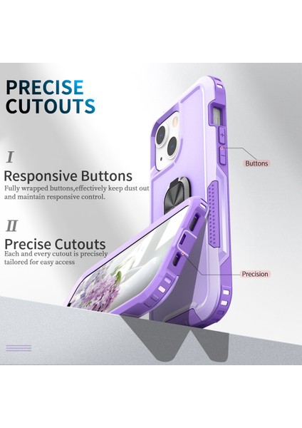 Apple iPhone 14 Plus Için Yüzük Stand Silikon Sert Pc Tampon Telefon Kılıfı - Mor (Yurt Dışından) fırsatları