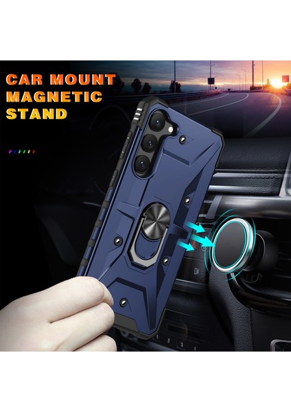 Galaxy S23+ Için Halka Tutucu Standlı Çift Katmanlı Telefon Kılıfı - Lacivert (Yurt Dışından) modelleri