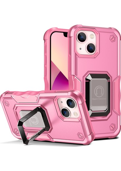 Apple iPhone 14 Plus Için Halka Tutucu Stand Çift Katmanlı Telefon Kılıf - Rose Gold (Yurt Dışından)