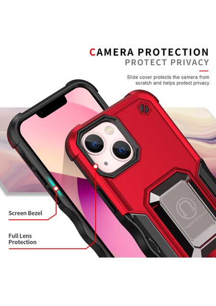 Apple iPhone 14 Plus Için Halka Tutucu Stand Çift Katmanlı Telefon Kılıf - Mavi (Yurt Dışından) modelleri