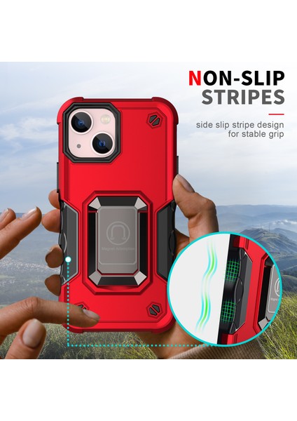 Apple iPhone 14 Plus Için Halka Tutucu Stand Çift Katmanlı Telefon Kılıf - Mavi (Yurt Dışından) indirimleri