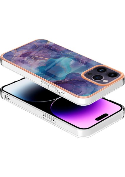 Apple iPhone 14 Pro Için Desen Sert Arka Şeffaf Tpu Tampon Telefon Kılıfı - Mor (Yurt Dışından) modelleri
