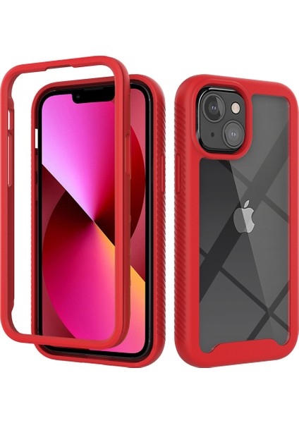Apple iPhone 14 Için Hibrit Tam Koruma Telefon Kılıfı - Kırmızı (Yurt Dışından)