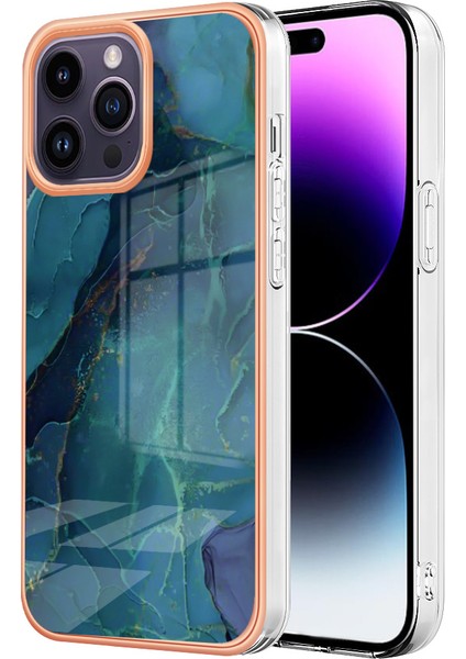 Apple iPhone 14 Pro Için Desen Sert Arka Şeffaf Tpu Tampon Telefon Kılıfı - Yeşil (Yurt Dışından)